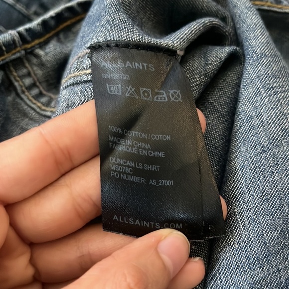 All-Saints Duncan LS Shirt Western Denim Button-Up Shirt Slim Fit XS - Picture 10 of 10